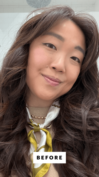 Lee before applying the Moroccanoil Treatment Mist