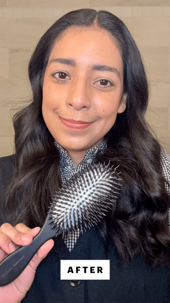 Foresto after using the Crown Affair Dual Bristle Boar Hairbrush