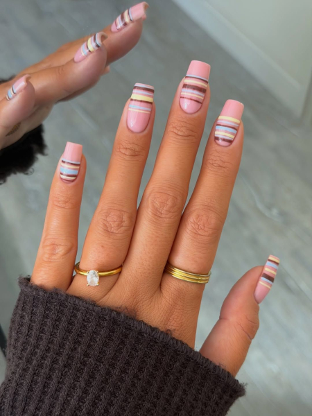 Striped nail art design